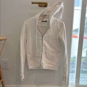 Brandy Melville White Hoodie Jacket